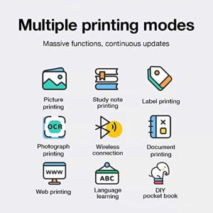 Mini Pocket Printer, Wireless Bluetooth Thermal Inkless Printer for Label Receipt Photo Notes Study Compatible with iOS & Android (GKI-022)