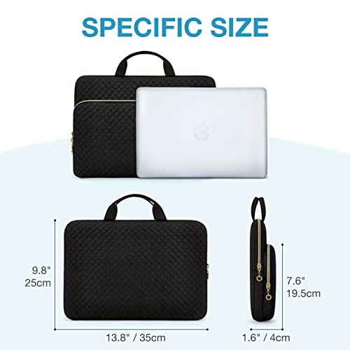 Laptop Sleeve 14 inch, BAGSMART Laptop Carrying Case Compatible with 13-13.3 inch Notebook, Compatible with MacBook Pro 14 Inch, MacBook Air, Laptop Protective Bag with Pocket, Handles, Black…