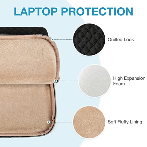 Laptop Sleeve 14 inch, BAGSMART Laptop Carrying Case Compatible with 13-13.3 inch Notebook, Compatible with MacBook Pro 14 Inch, MacBook Air, Laptop Protective Bag with Pocket, Handles, Black…