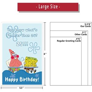 Funny 25th Birthday Card for Friend, 25th Birthday Gifts for Women, Cute Spongebob Patrick Star Meme Card for Girlfriend, Humorous 25th Birthday Card for Sister Brother, You Know What's Funnier Than 24?