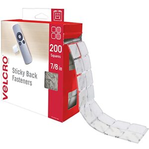 velcro brand mounting squares | 200pk, 7/8″ white | adhesive sticky back hook and loop for teacher supplies, office organization (30705)
