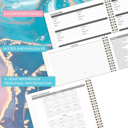 2023-2025 Monthly Planner/Calendar - Jul. 2023 - Jun. 2025, Monthly Planner 2023-2025, 8.5" × 11", Two-Year Monthly Planner with Flexible Cover, Monthly Tabs, Pockets - Pink Waterink