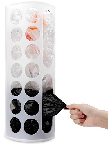 Lunies Wall Mount Bag Dispenser Large Capacity Plastic Bag Vinyl Holder - Multiple Large Holes for Easy Access Bags Great for Shopping Bags/Grocery Bags/Vinyl Storage White 1 Pack