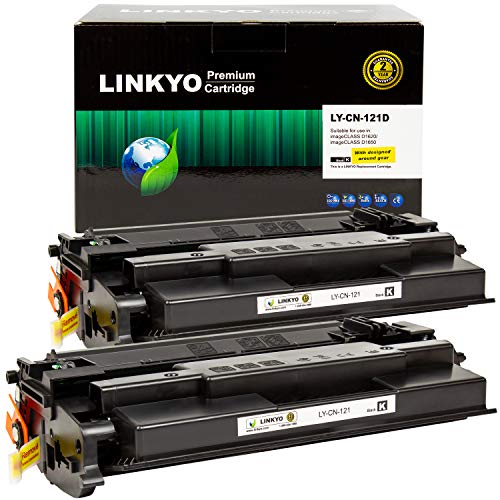 LINKYO Compatible Toner Cartridge Replacement for Canon 121 (Black, 2-Pack)