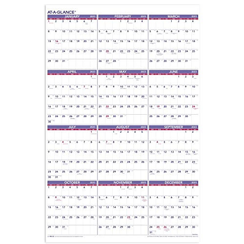 AT-A-GLANCE 2023 Wall Calendar Monthly Planner, 12 Month, Paper, 24" x 36", Extra Large (PM1228)