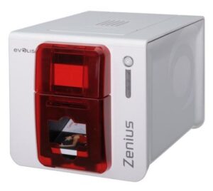 evolis, zenius classic printer, single sided, without option, usb, red trim, usb cable included
