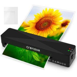 crenova a4 laminator machine 4 in 1 personal desktop hot & cold 9 inch thermal laminator with10 laminating pouches for home office school business use