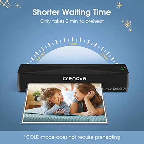 Crenova A4 Laminator Machine 4 in 1 Personal Desktop Hot & Cold 9 Inch Thermal Laminator with10 Laminating Pouches for Home Office School Business Use