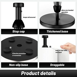 VEHHE Black Paper Towel Holder Countertop, Perfect Tear Paper Towel Holder Stand with Suction Cups, Bathroom Paper Towel Holder Made of Stainless Steel for Easy One-Handed Operation|Black