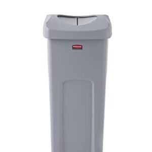 Rubbermaid Commercial Products Untouchable Square Trash/Garbage Container with Lid, 23-Gallon, Gray, Wastebasket for Outdoor/Restaurant/School/Kitchen