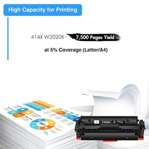 TRUE IMAGE Compatible Toner Cartridge Replacement for HP 414X W2020X 414A W2020A Laserjet MFP M479fdw M479dn Laser Jet Pro M454dw M454dn M454 M479dw Printer Ink No Chip (Black, 1-Pack)