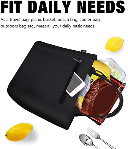 Aosbos Lunch Bag Women Insulated Thermal Lunch Box Cooler Tote Bag Reusable Food Organizer Adult (Black)