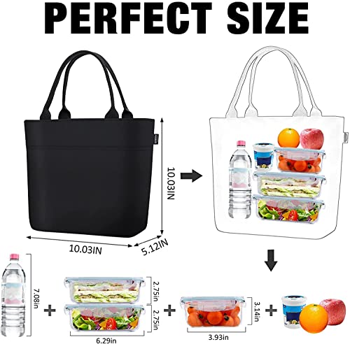 Aosbos Lunch Bag Women Insulated Thermal Lunch Box Cooler Tote Bag Reusable Food Organizer Adult (Black)