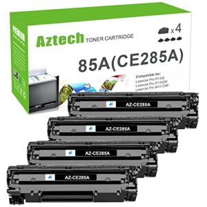aztech compatible toner cartridge replacement for hp 85a ce285a toner cartridge for hp pro p1102w 1102w m1212nf mfp p1109w m1210 p1102w printer ink cartridge (black, 4-pack)