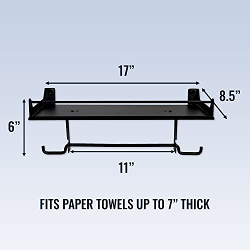 StoreYourBoard Paper Towel Holder, Wall Mount Shelf, Holds 50 lbs, Garage, Home, Quick Clean Station