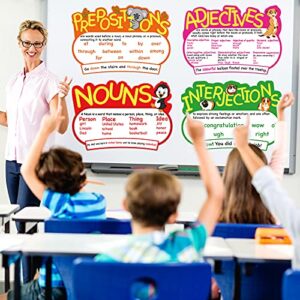 10 Pieces Parts of Speech Poster Grammar Poster Educational Grammar Cutouts Bulletin Board Set for Student Classroom School, 16.5 x 11.5 Inches