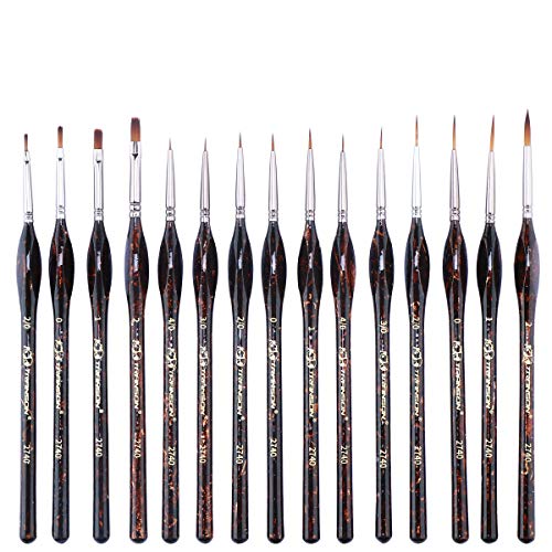 Transon Artist Detail Paint Brushes with Case 15pces for Model Miniature Painting