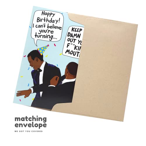 Sleazy Greetings Funny Birthday Card Meme For Him Her Men Women | Keep My Age Out Your Mouth Slap | Will Smith Slaps Chris Rock Happy Birthday Card