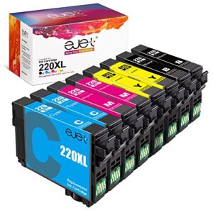 t220 220xl ink high capacity black & color cartridge ejet remanufactured replacement for epson 220xl ink cartridges 220xl for wf-2760 wf-2750 wf-2650 xp-320 xp-420(2 black, 2 cyan, 2 magenta, 2yellow)