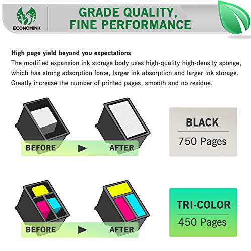 Economink Remanufactured Ink Cartridges Replacement for HP 61 Black Color Combo for Envy 5530 4500 4502 5535 OfficeJet 4630 4635 4632 DeskJet 2540 1010 3050a 2542 2549 3510 2541 2548 1055 1512 Printer