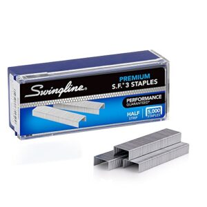 Swingline Staples, S.F. 3, Premium, 1/4" Length, Half Strips, Jam Free Staples for Swingline Stapler Heavy Duty, Perfect for Home Office Supplies, 25 Sheet Capacity, 105/Strip, 5000/Box, 1 Box (35440)