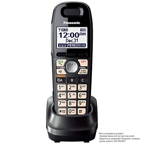 Panasonic DECT 6.0 Plus Cordless Amplified Phone with Digital Answering System Expandable to 6 Handsets Talking Caller ID – 2 Handsets Included (KX-TG6592T),Titanium Black