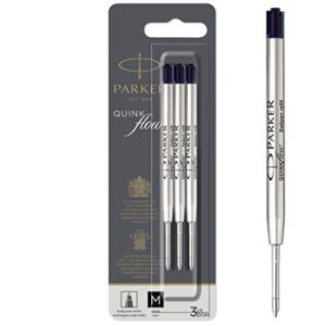 parker quinkflow ballpoint pen ink refills, medium tip, black, 3 count
