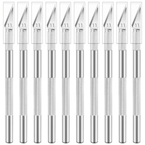 jetmore 10 pack exacto knife, stainless steel exacto knife set, sharp precision hobby knife craft knife kit for pumpkin carving, diy, art, cutting, stencil