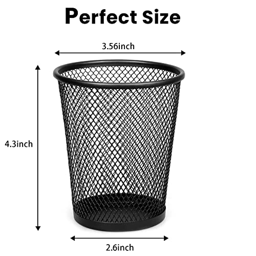 QYH Mesh Pencil Holder Metal Pen Cup Black for Desk 6 Packs