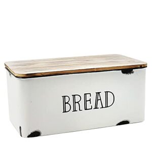 avv farmhouse bread box for kitchen countertop metal white loaf of bread storage container large vintage bin retro rustic counter breadbox