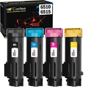 cartlee set of 4 compatible high yield laser toner cartridges for xerox phaser 6510 6510/dni 6510/dn 6510/n workcentre 6515 6515/dni 6515/dn 6515/n printer (1 black, 1 cyan, 1 magenta, 1 yellow)