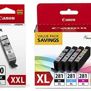 Canon CLI-281 XL BKCMY 4-Color Ink Tank Value Pack (2037C005) + Canon PGI-280 XXL Pigment Black Ink Tank (1967C001)