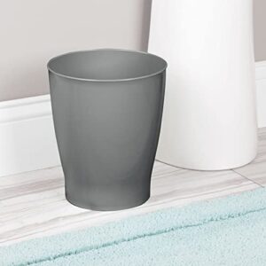 mDesign Round Plastic Bathroom Garbage Can, 1.25 Gallon Wastebasket, Garbage Bin, Trash Can for Bathroom, Bedroom, and Kids Room - Small Bathroom Trash Can - Fyfe Collection - Charcoal Gray