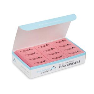 Blue Summit Supplies Pink Erasers, Bulk Erasers for Art, School, and Office Use, Classroom Set, 36 Pack