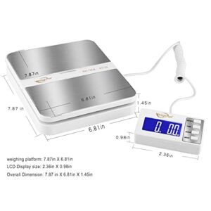 Weighmax 130Lb x0.1OZ Extended Display Digital Shipping Postal Scale, White