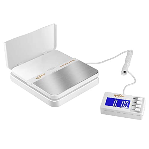 Weighmax 130Lb x0.1OZ Extended Display Digital Shipping Postal Scale, White