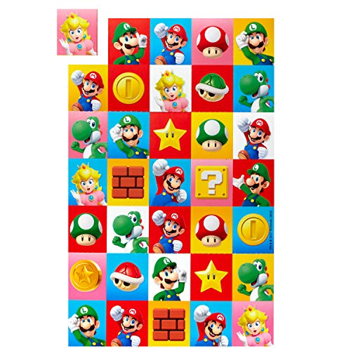 Hallmark Valentines Day Cards for Kids and Mailbox for Classroom Exchange, Super Mario Bros (1 Box, 32 Valentine Cards, 35 Stickers, 1 Teacher Card)