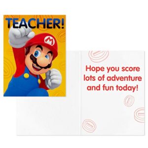 Hallmark Valentines Day Cards for Kids and Mailbox for Classroom Exchange, Super Mario Bros (1 Box, 32 Valentine Cards, 35 Stickers, 1 Teacher Card)