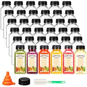 bakhuk 36pcs 8oz empty plastic juice bottles with lids, reusable clear containers with black tamper evident caps for juice, milk and other beverages