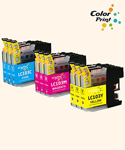 ColorPrint Compatible Ink Cartridge Replacement for Brother LC103 LC103XL LC101 Used for MFC-J870DW MFC-J470DW MFC-J450DW MFC-J4310DW J4410DW J6920DW J475DW Printer (3Cyan,3Magenta,3Yellow, 9-Pack)