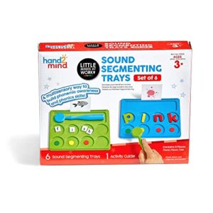 hand2mind Little Minds at Work Sound Segmenting Trays by Tara West, Phonemic Awareness, Science of Reading Manipulatives, Elkonin Boxes, Letter Sounds, Preschool Learning Activities (Set of 6)