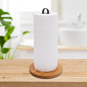 TONLEA Wood Paper Towel Holder, Black Paper Towel Holder Countertop, Kitchen Towel Holder Free-Standing with Non-Slip Wooden Base