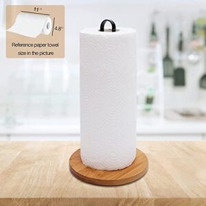 TONLEA Wood Paper Towel Holder, Black Paper Towel Holder Countertop, Kitchen Towel Holder Free-Standing with Non-Slip Wooden Base