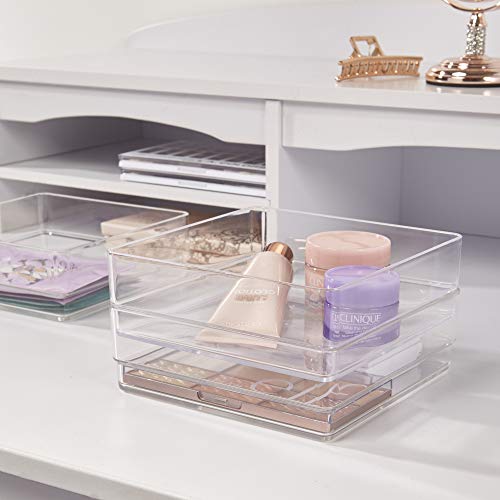 STORi SimpleSort 6-Piece Stackable Clear Drawer Organizer Set | 6" x 6" x 2" Square Trays | Small Makeup Vanity Storage Bins and Office Desk Drawer Dividers | Made in USA