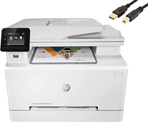 hp color laserjet pro m283cdw-c wireless all-in-one laser printer, print scan copy fax, white, remote mobile print, 260-sheet, 22ppm, 600x600dpi, auto 2-sided printing, durlyfish usb printer cable