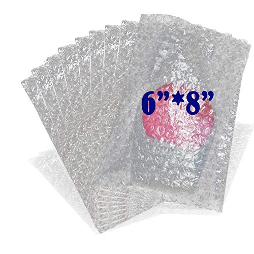 100Pack 6x8 Inch Bubble Out Bags Bubble Pouches Wrap Cushioning Packaging Bags, Double-Side Premium Small Bubble Out Pouch for Moving, Shipping, and Storage