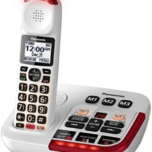 Panasonic KX-TGM420W + (2)KX-TGMA44W Amplified Cordless Phone with Digital Answering Machine Expandable upto 6 Handsets and Voice Volume Booster 40 dB