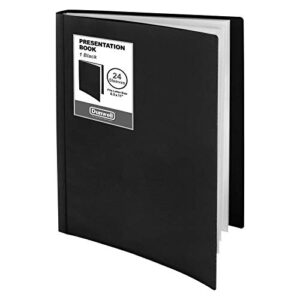 dunwell binder with plastic sleeves 24-pocket – presentation book 8.5×11 (black), portfolio folder with 8.5 x 11 sheet protectors, displays 48 pages letter size documents, kids artwork, acid free