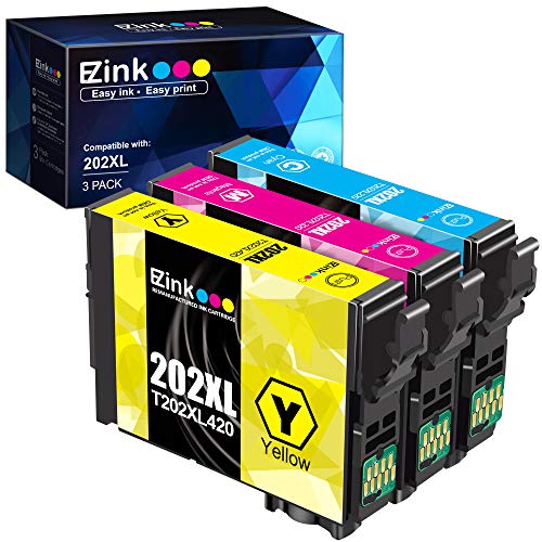 E-Z Ink (TM) Remanufactured Ink Cartridge Replacement for Epson 202 XL 202XL T202XL to use with Workforce WF-2860 Expression Home XP-5100 Printer New Upgraded Chips(1 Cyan, 1 Magenta, 1 Yellow,3 Pack)