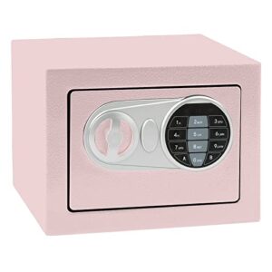 goldenkey safe and lock box digital electronic security keypad mini small safes with black safe box for home office travel business use, 0.236 cubic feet pink